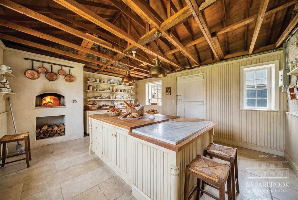 AI concept visualization of the heritage kitchen at The Bowman House