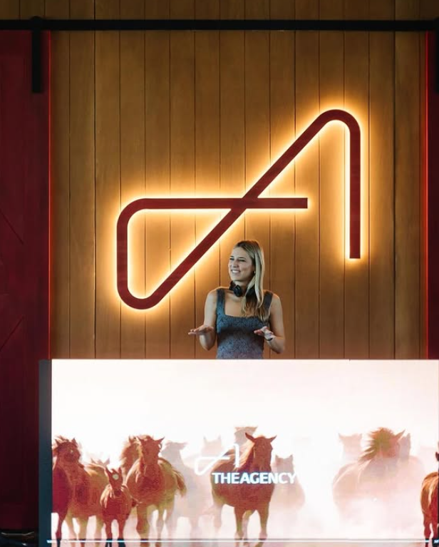 The Agency brand event with equestrian imagery